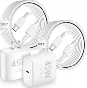 WILLTOP  Super Fast Samsung Charger,45W Samsung Charger Fast Charging,2Pack Quick USB C Android Phone Charger 10FT Long Type C Charging Cord for SamsungGalaxy S26 Ultra/S26+/S25+/S24/S23+,Z Fold 8/7,Z Flip 8/7