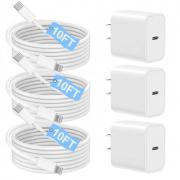 WILLTOP  Fast Charger iPhone,iPhone Charger Fast Charging[Apple MFi Certified]3Pack Apple Charger USB C Wall Charging Block 10FT Long USB C to Lightning Cable Cord for iPhone14 Pro Max/13/12 Mini/11/XR/XS/X/SE